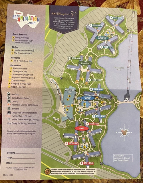 DISNEY'S ART OF Animation Resort Map 11/21 50th anniversary edition EUR