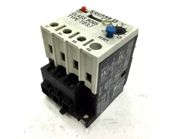 Square D TD3,7 Overload Relay, Amperage Range: 3.7-5.5A, Contacts: 240-600VAC