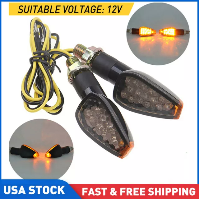 2X Mini Motorcycle LED Turn Signals Blinker Light Indicator Amber Lamp Universal