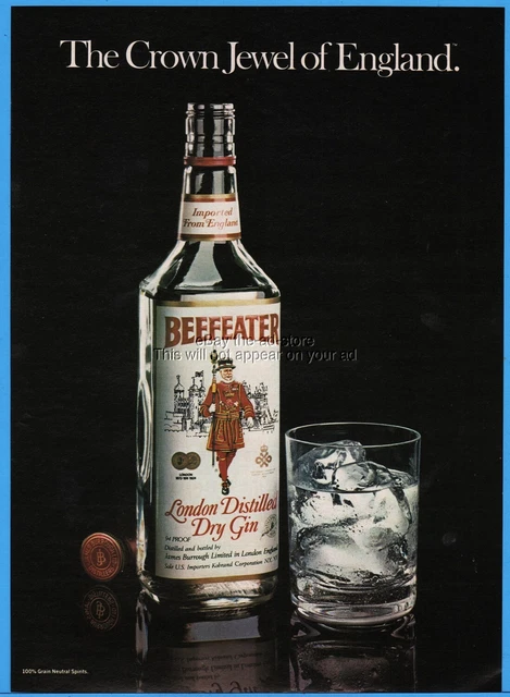 1980 Beefeater Dry Gin The Crown Jewel of England vintage magazine photo ad