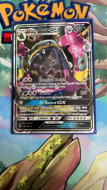 Alolan Muk GX 84/147 Ultra Rare NM, Pokemon Sun & Moon Burning Shadow NM