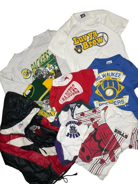 Vintage Kids and Toddlers Clothing Lot Various Sizes Sports and Team Bundle