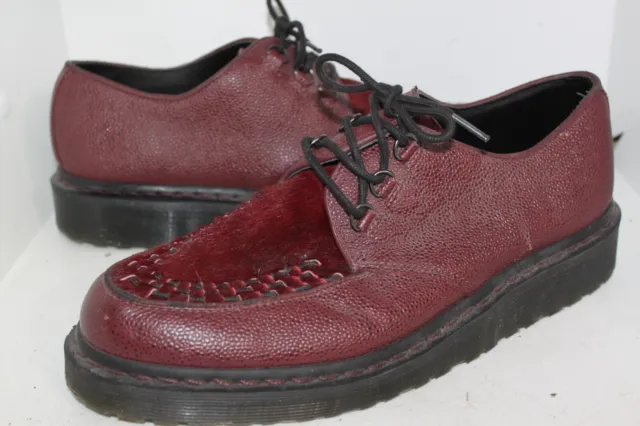Doc Dr. Martens Beck Maroon Leather W/ Fur Laced Creepers Shoes Size 12 Us 11 Uk