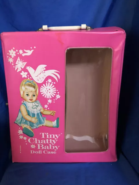 Vintage Mattel 1963 Pink Case For Tiny Chatty Baby Doll With Drawer Nice