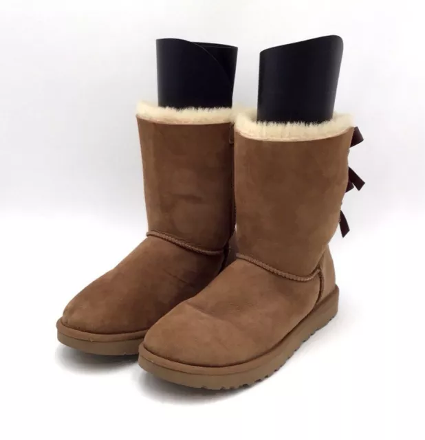 Ugg Women's Australia Bailey Bow 2 Brown Suede Snow Boots - Size 8
