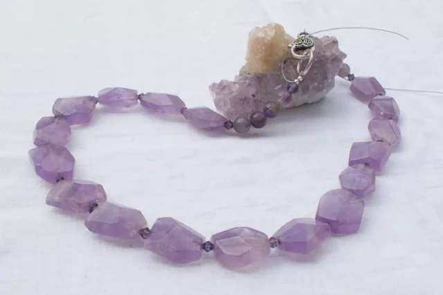 Kette lila violett Amethyst Nuggets poliert Kette African Tradebeads 53 cm