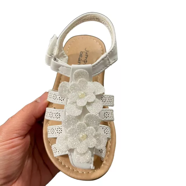 Jumping Beans Toddler Girls Fashion Sandal Size 7-11 White Casual & Stylish shoe