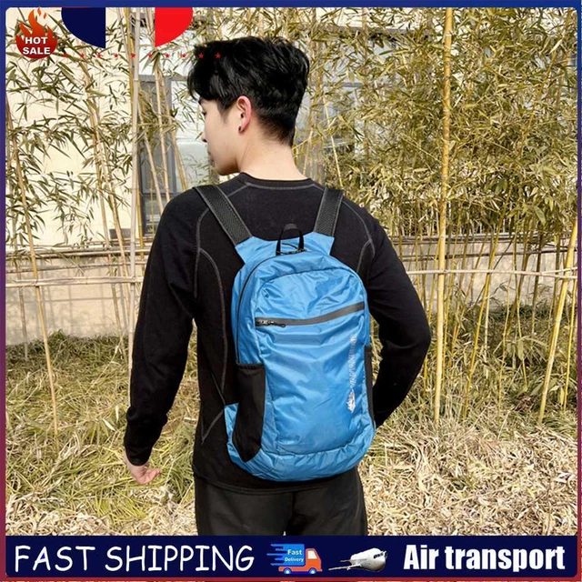 Nylon Foldable Backpack Camping Folding Travel Daypack for Cycling (Light Blue)