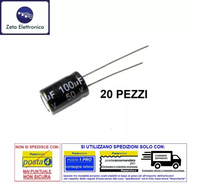 20PZ Condensateur Électrolytique 100uF 50V Dc Polarisé Condensateurs 105°C