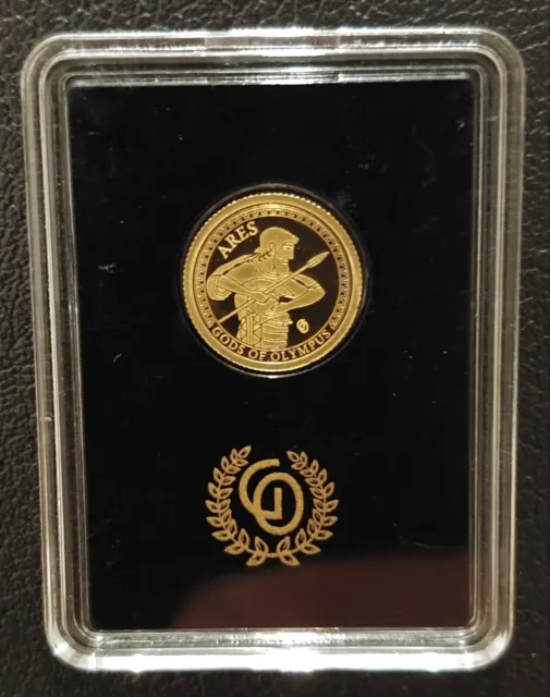 0.5g .585 Gold Proof Coin Gods Of The Olympus ARES 1$ Samoa 2016