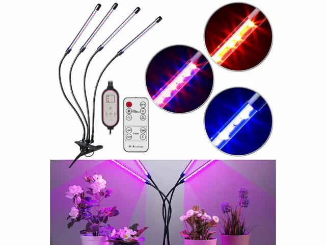 Lampe horticole LED à spectre complet avec 4 têtes à col de cygne PL-360 -  Luna