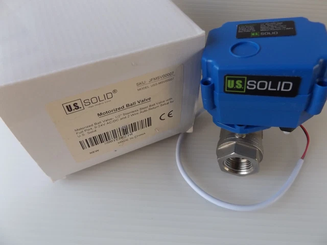 Válvula de bola motorizada sólida de 1/2" pulgadas de acero inoxidable modelo USS-MSV00007