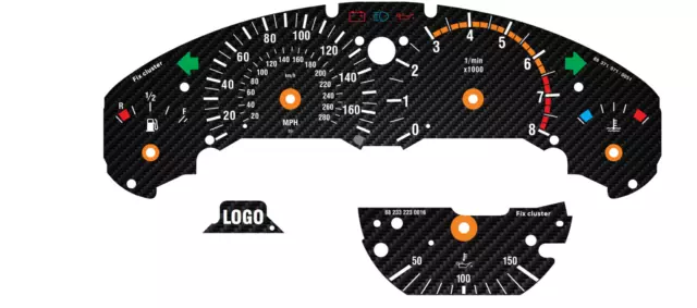 For BMW M3 E36 280km/h CARBON Speedometer Dials from MPH to Km/h Cluster Gauges