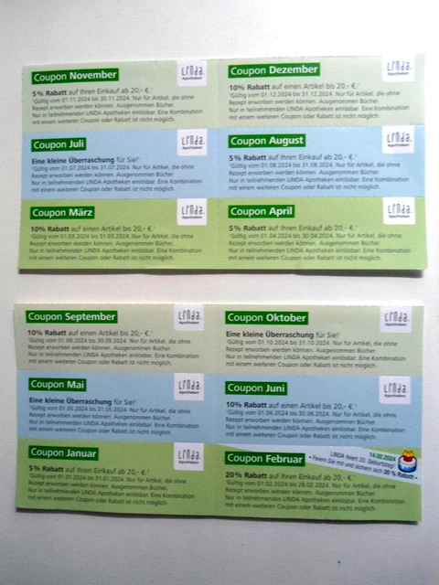 12 VOUCHER COUPONS Linda Pharmacy Shopping Vouchers £4.25 - PicClick UK