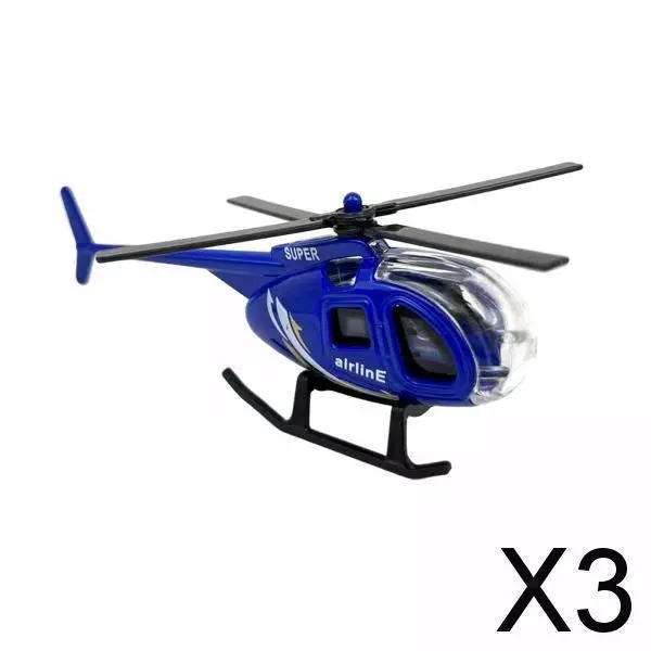 3X 1/64 Diecast Alloy Helicopter for Kids Children Ornament Collections