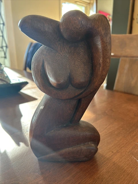 MCM Hand Carved Wooden  Sculpture Mid Century Modern Vintage
