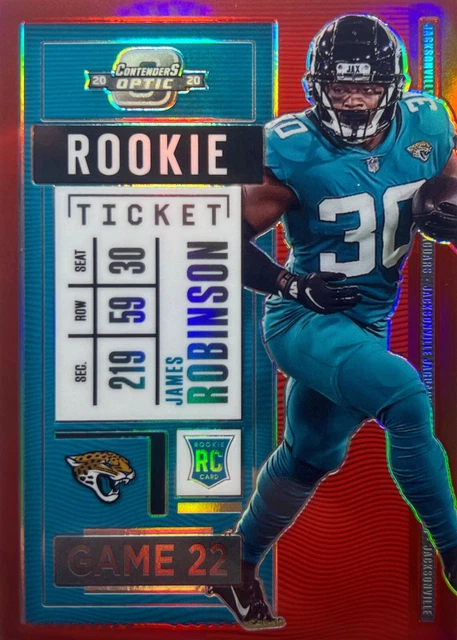 2020 Contenders Optic James Robinson #97 Red Prizm Rookie Ticket /125 Jaguars