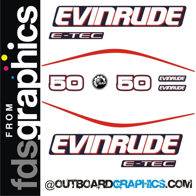 Set De Décalcomanies Pour Moteur Hors-bord Evinrude 50 Cv ETEC – Réplique Neuve