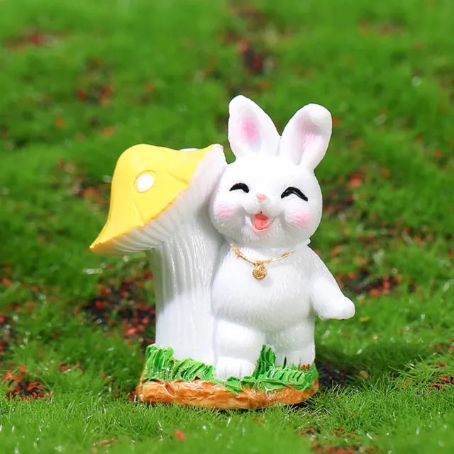 4pcs Rabbit Statue Delicate Collectible Simulation Mushroom Bunny Sculpture