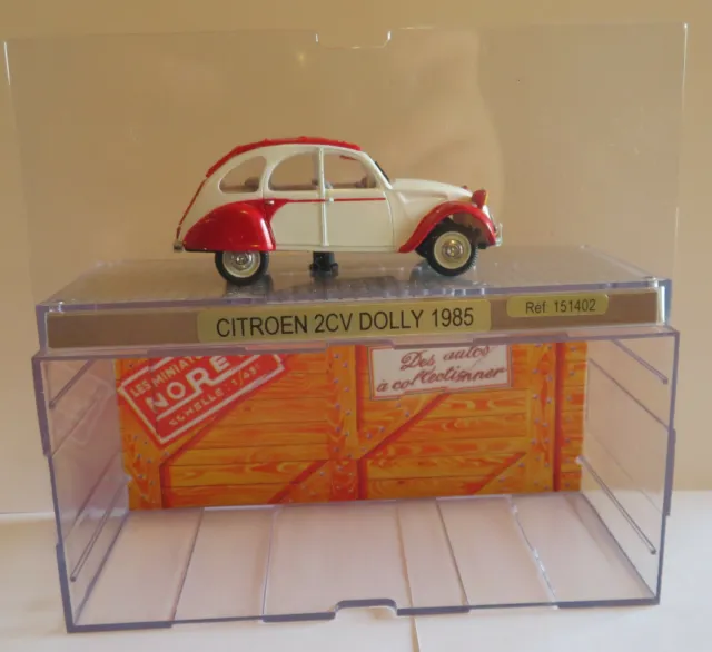 OLD MADE IN FRANCE NOREV CITROEN 2CV 1985 DOLLY BLANC ROUGE BOX 1/43 ref 151402