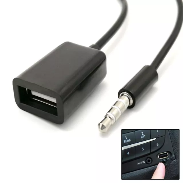 3.5mm Male Audio AUX Jack to USB Female Converter Adapter Cable Accessories