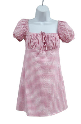 ZARA Pink and White Gingham Mini Dress  Size M