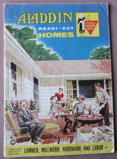1961 Aladdin Readi-Cut 60 casas catálogo mediados de siglo MCM fabricado color casa