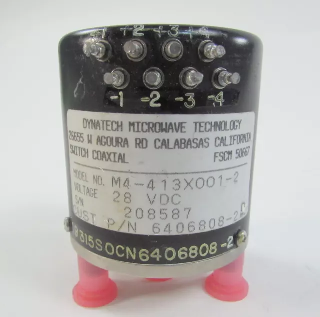 Dynatech Micro M4-413X001-2 RF Coaxial Switch SP4T 28 VDC NSN 5985-01-265-0966