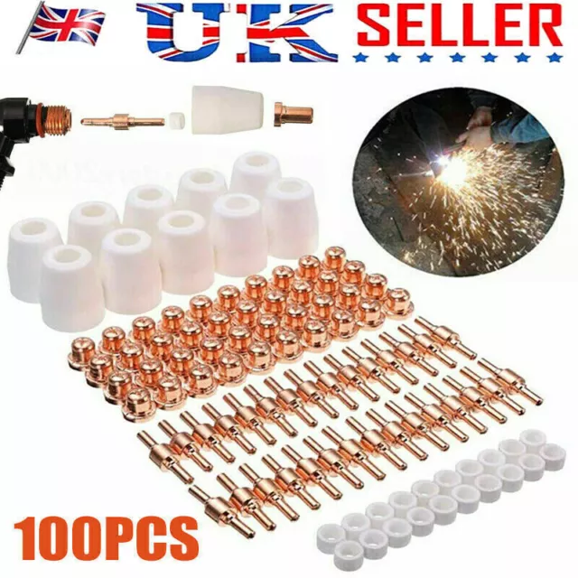 100PCS Air Plasma Cutter Consumables  Kit For PT-31 LG-40 Torch CUT40 CUT50 UK