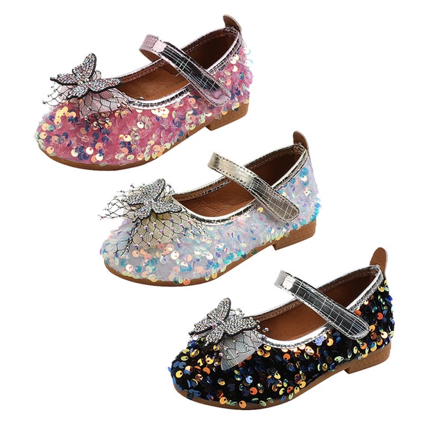 Abito scarpe da ballo per bambine glitter principessa festa bambini scuola matrimonio