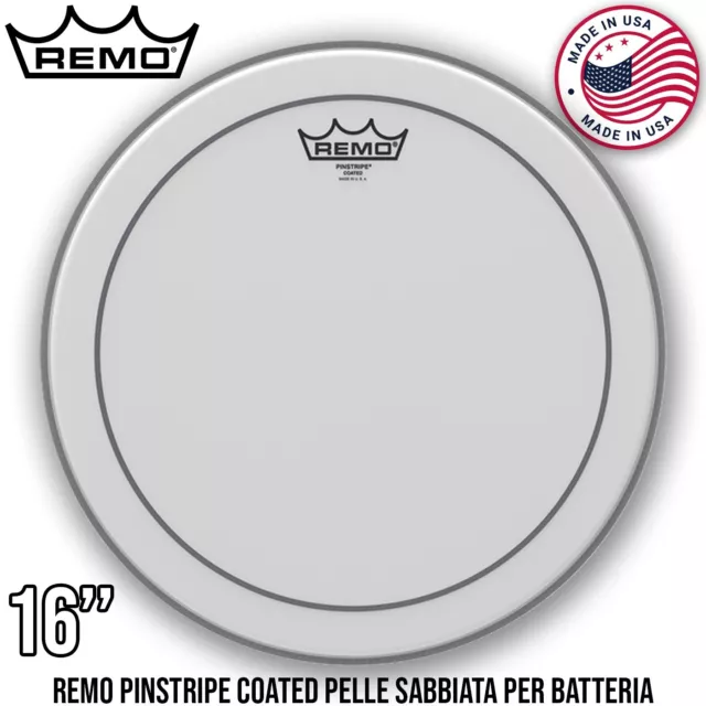 Remo Pinstripe Coated 16'' Pelle Sabbiata per Batteria PS-0116-00 | Made in USA