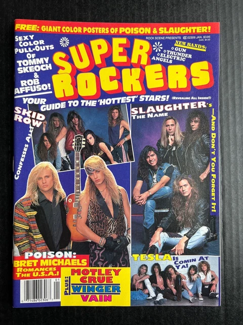SUPER ROCKERS JAN 1990 Bret Michales Motley Crue Tesla Skid Row ...