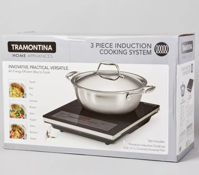 Tramontina 3 Piece Portable Induction Cooking System Covered Pan 4qt  Eri0335 for sale online