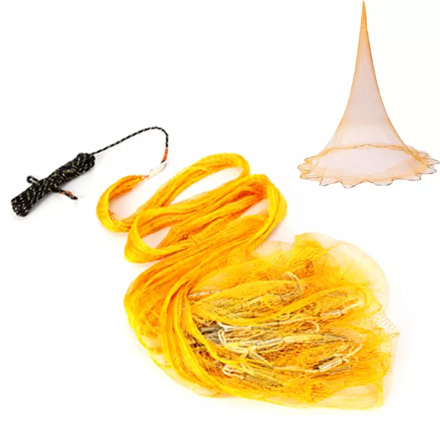10.5FT Hand Cast Fishing Net Spin Network Easy Throw Bait Nylon 0.39'' Mesh USA