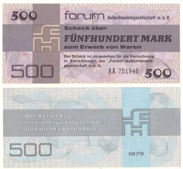 DDR 1979 forum Scheck 500 Mark kassenfrisch UNC *DRF7