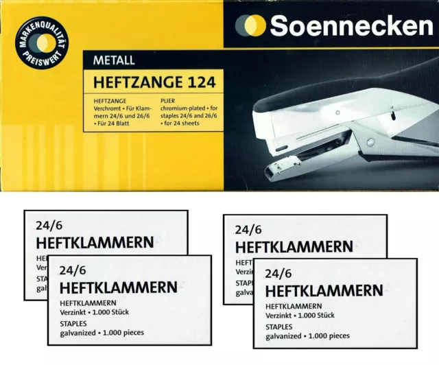 Soennecken Heftzange 124 24/6 und 26/6 24 Bl. incl. 4000 Klammern NEU