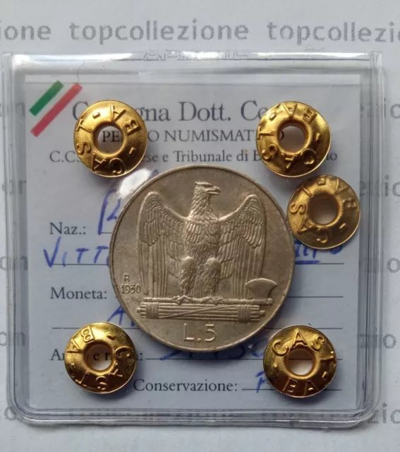 5 lire 1930 FDC Ag periziata Regno d'Italia Vitt. Emanuele III Italy silver coin