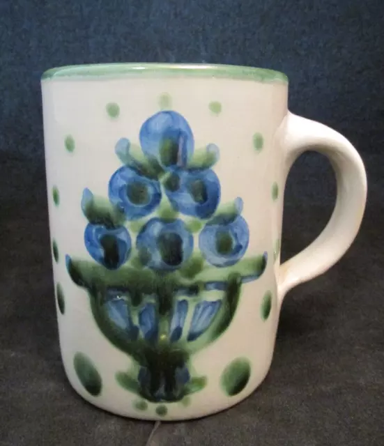 M A Hadley Pottery Blueberry Bouquet Coffee Mug Signed Vintage