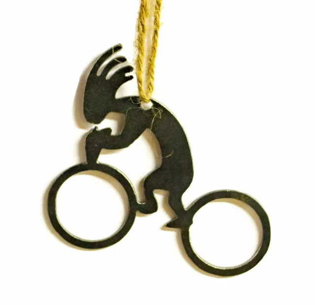 Kokopelli Bicycle Cyclist Metal Christmas Tree Ornament Southwestern Holiday Gif