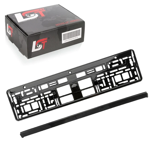 Lot De 2 Supports De Plaque D'Immatriculation Noir Brillant - Universel, Installation Facile
