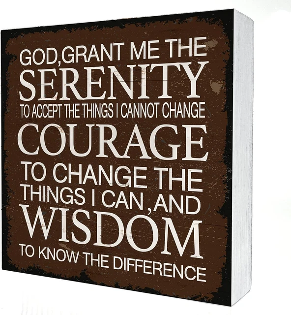 Christian Wooden Box Sign Desk Decor Retro God Grant Me the Serenity Wood Block