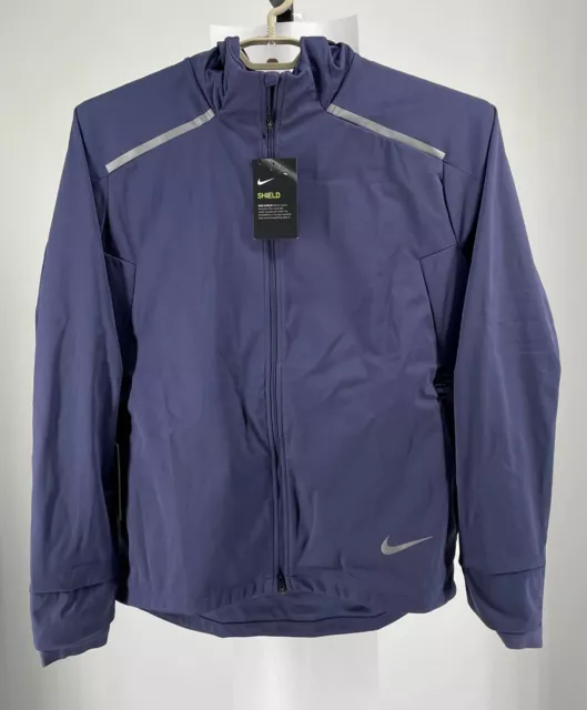 Nike Mens Hooded Shield Medium BV4880-557 Blue Running Jacket Full Zip NWT