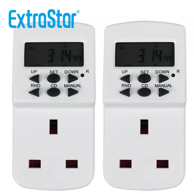 Electronic Digital Mains Plug-in Timer Socket with LCD Display 12/24 Hour 7 Days