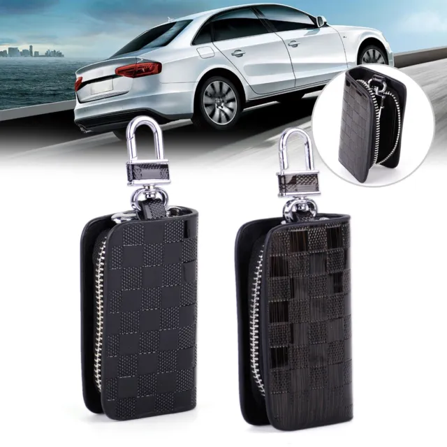 Leather Car Auto Remote Smart Key Chain Holder FOB Case Cover Zipper Bag lp