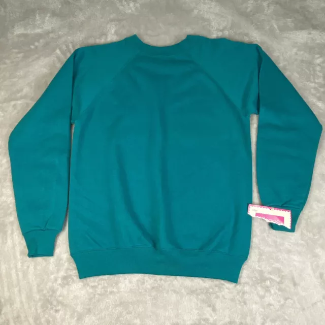 Vintage Hanes Her Way 90s pullover crewneck sweatshirt Large Teal Made in USA