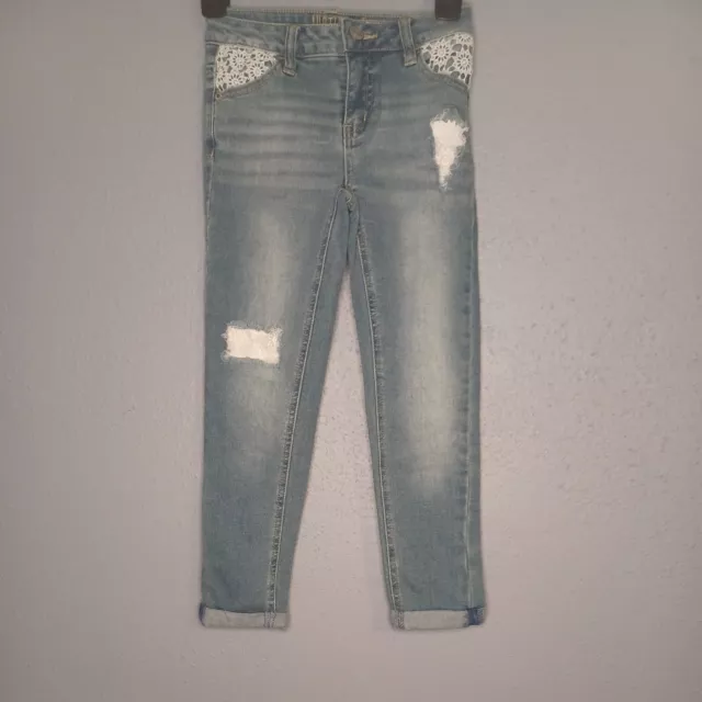 Justice Girl's Jeans Size 12 Slim distressed with embroidery