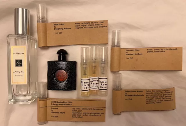 ASSORTMENT OF NICHE fragrance samples bianco latte mancera roses