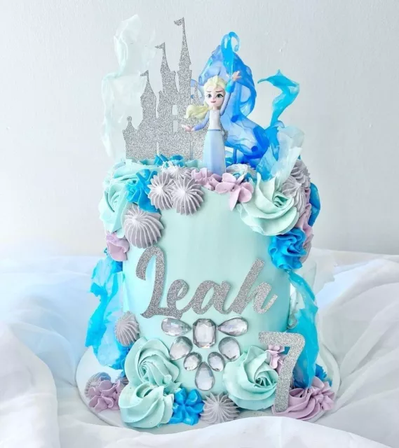 Personalised Disney Frozen Princess Castle Name Number Cake Topper set