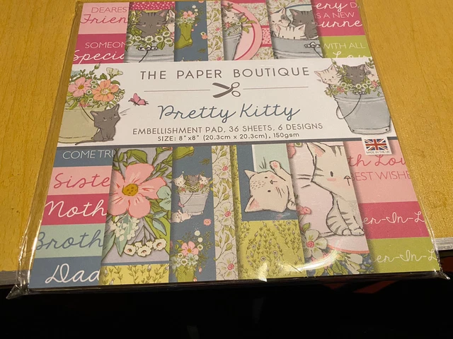The Paper Boutique - Pretty Kitty Embellishment Pad - 8x8 36 Sheets - New