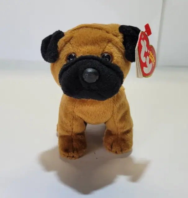 Ty Beanie Baby Rootbeer Pug Dog Brown Black Original Beanie Babies